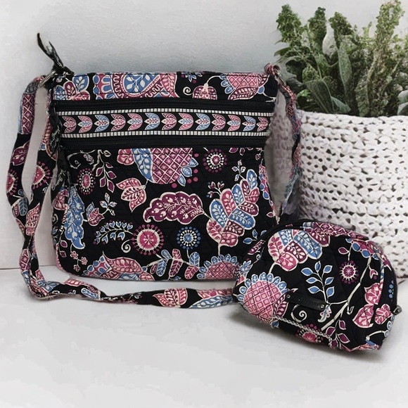 Vera Bradley Triple Zip Hipster & Small Lined Cosmetic Pouch Set Alpine Floral - Picture 16 of 16